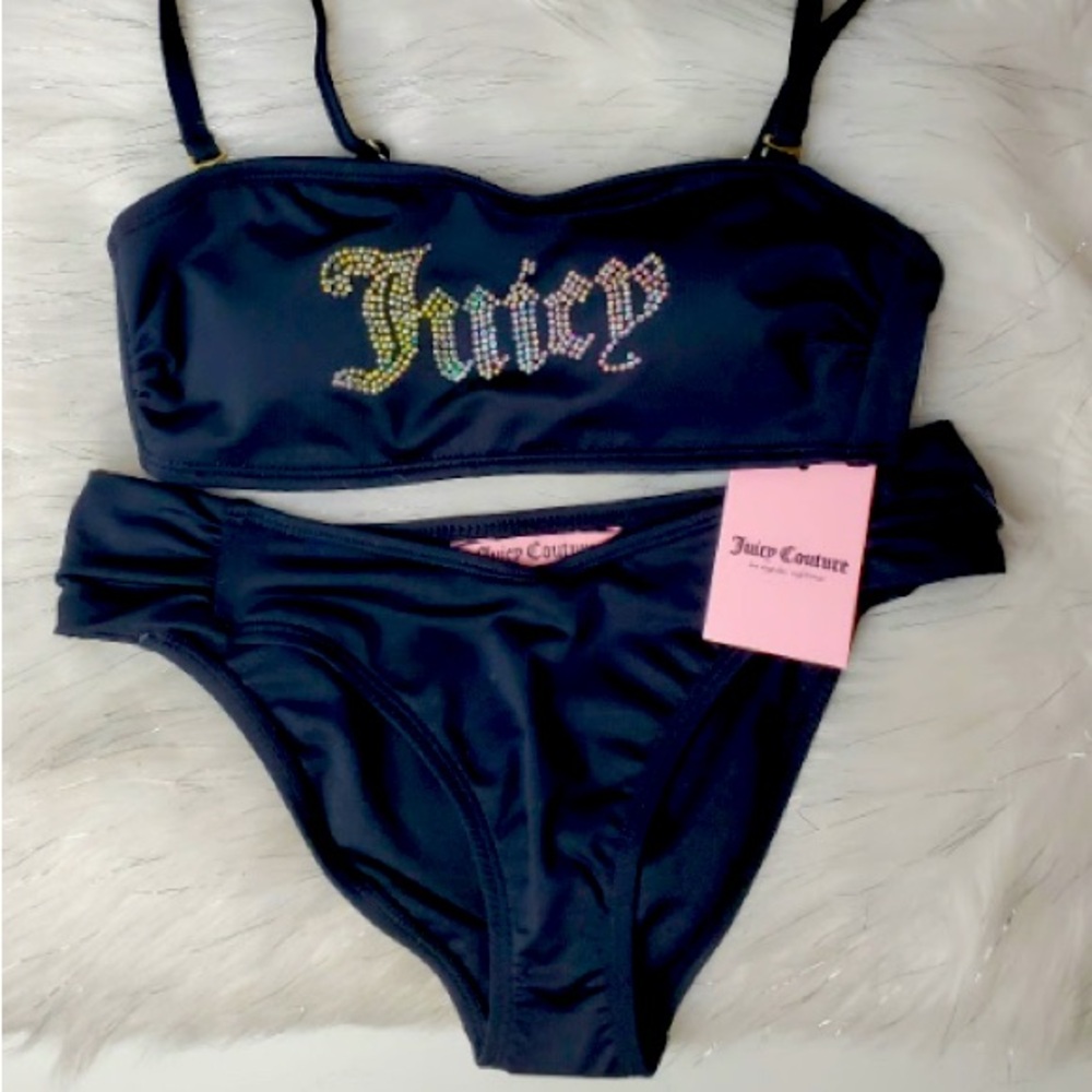 Juicy Couture Navy Bikini with Colorful Logo